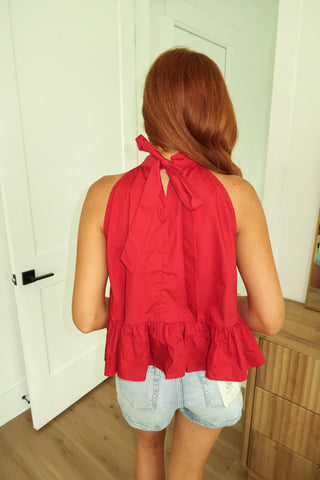 Peplum Tie Top - Wine