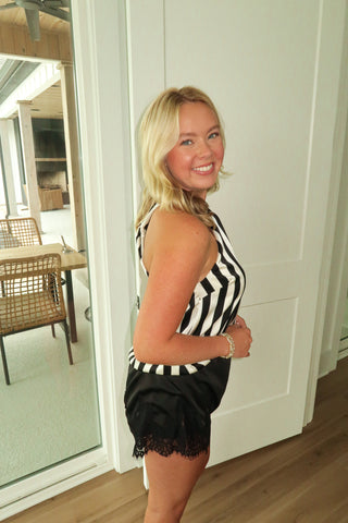 Stripe Satin Halter Top