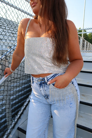 Girly Girl Top - Silver - Lavish Tuscaloosa