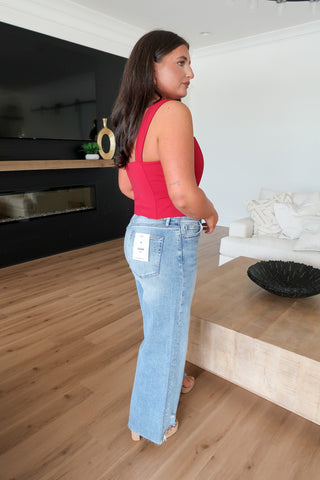 Classic Button Top - Crimson