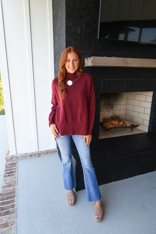 High-Low Sweater - Wine