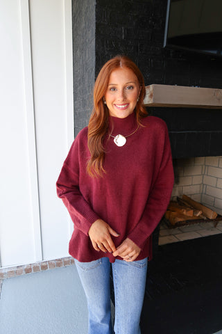 High-Low Sweater - Wine