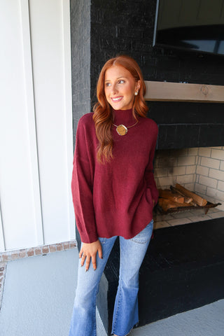 High-Low Sweater - Wine