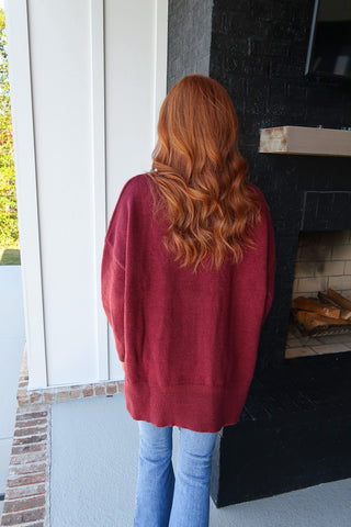 High-Low Sweater - Wine