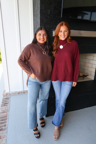 High-Low Sweater - Wine