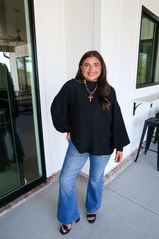 High-Low Sweater - Black