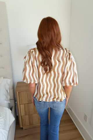 Wavy Stripe Top - Taupe