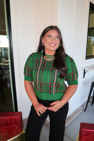 Green Plaid Knit