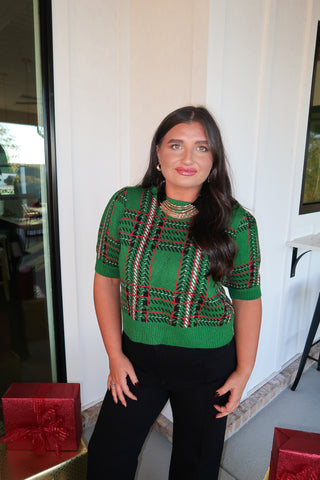 Green Plaid Knit