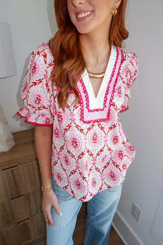 Pink Printed Top