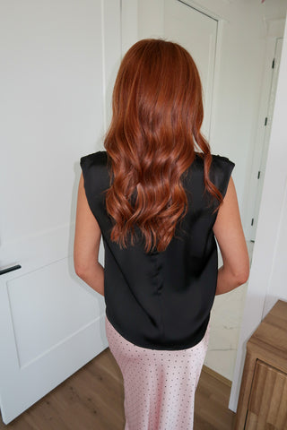 Satin Mock Top - Black