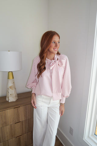 Stripe Bow Collar - Pink