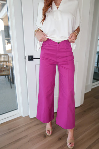 Wide Leg Denim - Magenta
